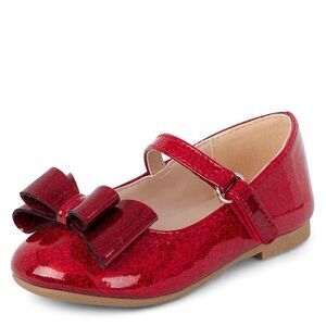Nwt baby girl size 5 children’s Place, red glitter bow flats